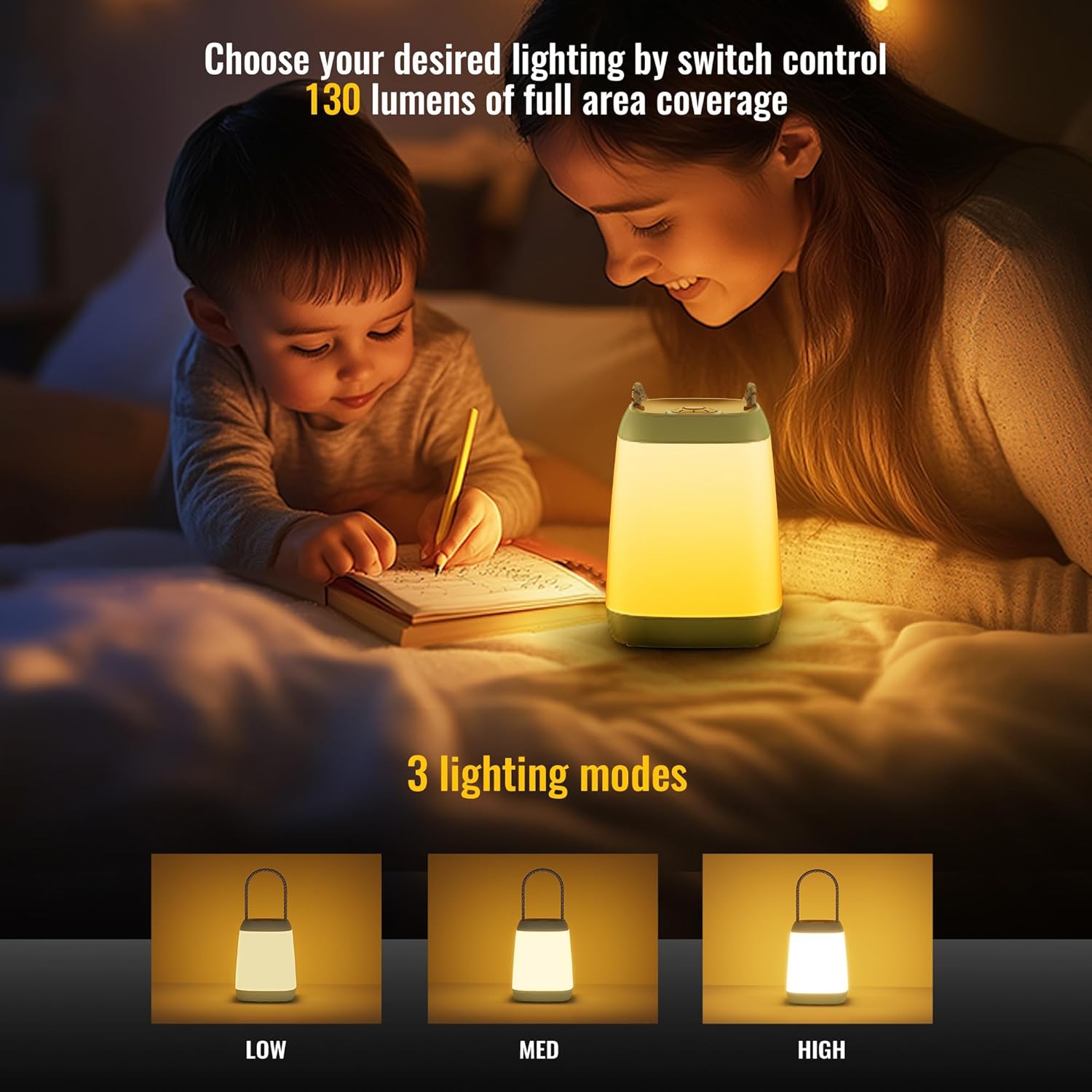 2 Pack LED Camping Lights, Battery Powered LED Camping Lantern with 3 Modes, Portable Night Light for Tent, Hiking, Emergency, Backpacking, Indoor and Outdoor Use - Image 2