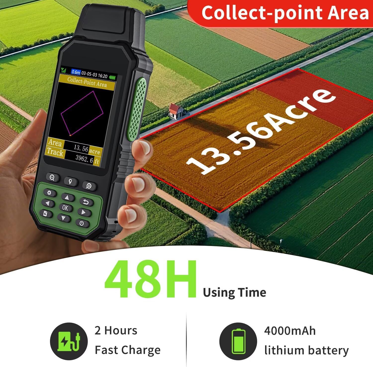 ZL190 Handheld GPS for Surveying, High Precision GPS Surveying Equipment for Mountainous Land Slope and Flat Field Outdoor Use - Image 3